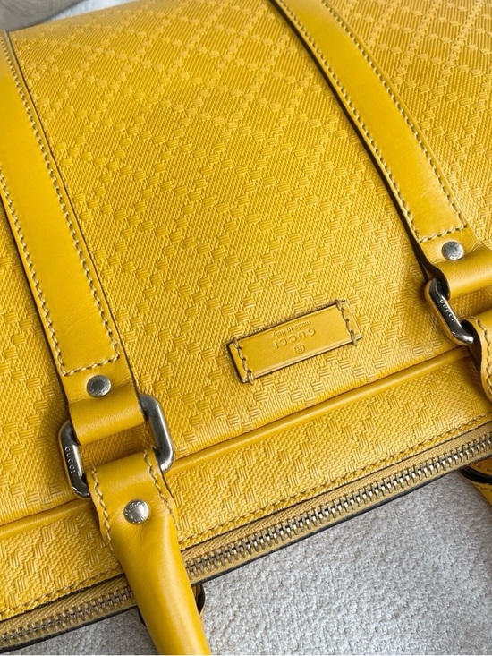 Gucci | Yellow Leather Men's Briefcase Bag Top Handle Crossbody | Like New - Picture 9 of 9